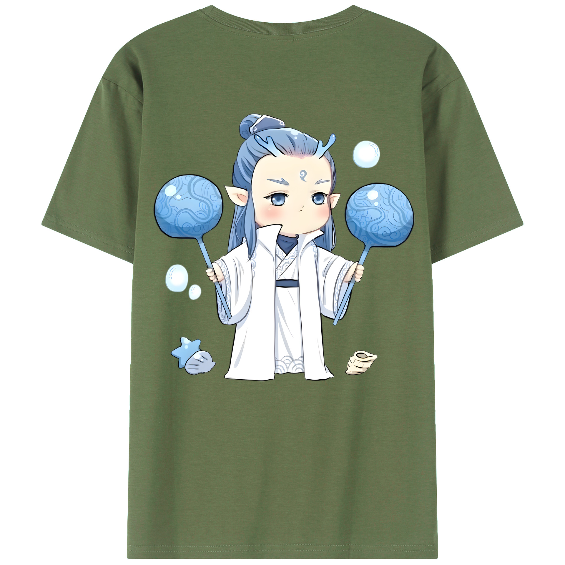 （画像用） Ne Zha 2 ナタ 魔童の大暴れ 綿100％ メンズ半袖Tシャツ（バックプリント） 通気性